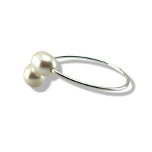 Load image into Gallery viewer, Solid Sterling Silver .925 Twin White Freshwater Pearl Cocktail Ring