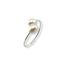Load image into Gallery viewer, Solid Sterling Silver .925 Twin White Freshwater Pearl Cocktail Ring