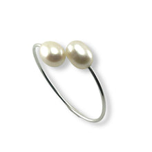Load image into Gallery viewer, Solid Sterling Silver .925 Twin White Freshwater Pearl Cocktail Ring