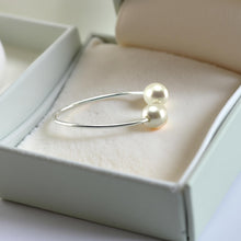 Load image into Gallery viewer, Solid Sterling Silver .925 Twin White Freshwater Pearl Cocktail Ring