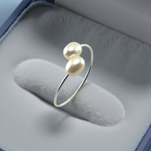 Load image into Gallery viewer, Solid Sterling Silver .925 Twin White Freshwater Pearl Cocktail Ring
