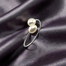 Load image into Gallery viewer, Solid Sterling Silver .925 Twin White Freshwater Pearl Cocktail Ring