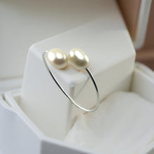 Load image into Gallery viewer, Solid Sterling Silver .925 Twin White Freshwater Pearl Cocktail Ring