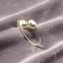 Load image into Gallery viewer, Solid Sterling Silver .925 Twin White Freshwater Pearl Cocktail Ring