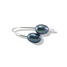 Load image into Gallery viewer, Solid Sterling Silver .925 Twin Black Freshwater Pearl Cocktail Ring