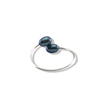 Load image into Gallery viewer, Solid Sterling Silver .925 Twin Black Freshwater Pearl Cocktail Ring