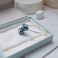 Load image into Gallery viewer, Solid Sterling Silver .925 Twin Black Freshwater Pearl Cocktail Ring