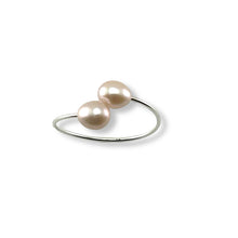 Load image into Gallery viewer, Solid Sterling Silver .925 Twin Pink Freshwater Pearl Cocktail Ring