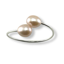 Load image into Gallery viewer, Solid Sterling Silver .925 Twin Pink Freshwater Pearl Cocktail Ring