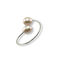 Load image into Gallery viewer, Solid Sterling Silver .925 Twin Pink Freshwater Pearl Cocktail Ring