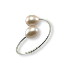 Load image into Gallery viewer, Solid Sterling Silver .925 Twin Pink Freshwater Pearl Cocktail Ring