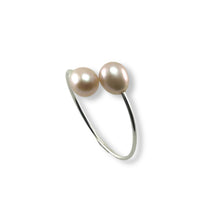 Load image into Gallery viewer, Solid Sterling Silver .925 Twin Pink Freshwater Pearl Cocktail Ring
