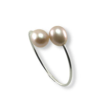 Load image into Gallery viewer, Solid Sterling Silver .925 Twin Pink Freshwater Pearl Cocktail Ring