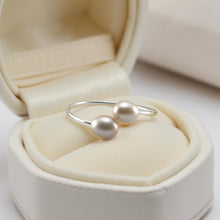 Load image into Gallery viewer, Solid Sterling Silver .925 Twin Pink Freshwater Pearl Cocktail Ring