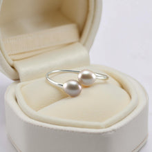 Load image into Gallery viewer, Solid Sterling Silver .925 Twin Pink Freshwater Pearl Cocktail Ring