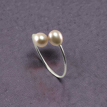 Load image into Gallery viewer, Solid Sterling Silver .925 Twin Pink Freshwater Pearl Cocktail Ring