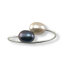 Load image into Gallery viewer, Solid Sterling Silver .925 Twin Black &amp; Pink Freshwater Pearl Cocktail Ring
