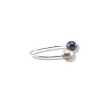 Load image into Gallery viewer, Solid Sterling Silver .925 Twin Black &amp; Pink Freshwater Pearl Cocktail Ring