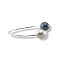 Load image into Gallery viewer, Solid Sterling Silver .925 Twin Black &amp; Pink Freshwater Pearl Cocktail Ring