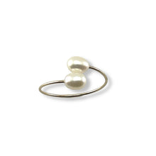 Load image into Gallery viewer, Gold-Filled Freshwater Pearl Twin White Bypass Ring
