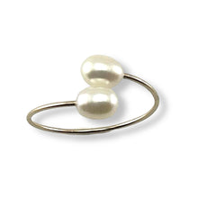 Load image into Gallery viewer, Gold-Filled Freshwater Pearl Twin White Bypass Ring