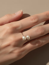 Load image into Gallery viewer, Gold-Filled Freshwater Pearl Twin White Bypass Ring