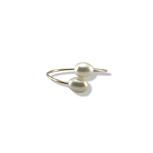 Load image into Gallery viewer, Gold-Filled Freshwater Pearl Twin White Bypass Ring