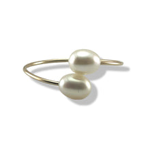 Load image into Gallery viewer, Gold-Filled Freshwater Pearl Twin White Bypass Ring