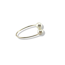 Load image into Gallery viewer, Gold-Filled Freshwater Pearl Twin White Bypass Ring
