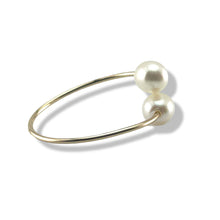 Load image into Gallery viewer, Gold-Filled Freshwater Pearl Twin White Bypass Ring