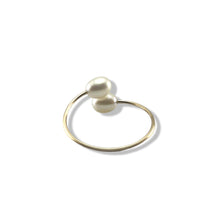 Load image into Gallery viewer, Gold-Filled Freshwater Pearl Twin White Bypass Ring