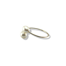 Load image into Gallery viewer, Gold-Filled Freshwater Pearl Twin White Bypass Ring