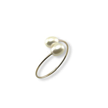 Load image into Gallery viewer, Gold-Filled Freshwater Pearl Twin White Bypass Ring