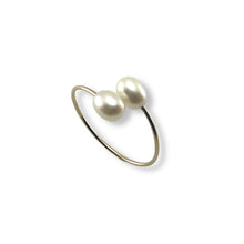 Load image into Gallery viewer, Gold-Filled Freshwater Pearl Twin White Bypass Ring