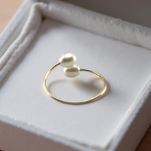 Load image into Gallery viewer, Gold-Filled Freshwater Pearl Twin White Bypass Ring