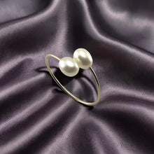 Load image into Gallery viewer, Gold-Filled Freshwater Pearl Twin White Bypass Ring