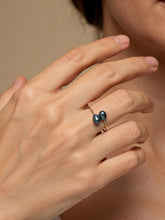 Load image into Gallery viewer, Gold-Filled Freshwater Pearl Twin Black Bypass Ring