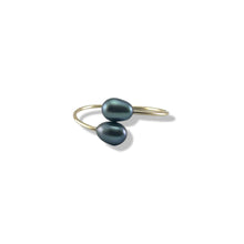 Load image into Gallery viewer, Gold-Filled Freshwater Pearl Twin Black Bypass Ring