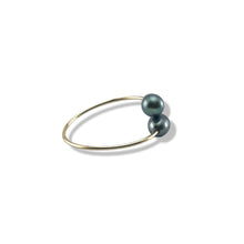 Load image into Gallery viewer, Gold-Filled Freshwater Pearl Twin Black Bypass Ring