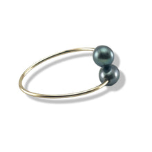 Load image into Gallery viewer, Gold-Filled Freshwater Pearl Twin Black Bypass Ring