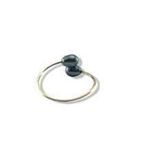 Load image into Gallery viewer, Gold-Filled Freshwater Pearl Twin Black Bypass Ring