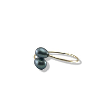 Load image into Gallery viewer, Gold-Filled Freshwater Pearl Twin Black Bypass Ring