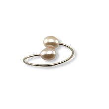Load image into Gallery viewer, Gold-Filled Freshwater Pearl Twin Pink Bypass Ring
