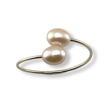 Load image into Gallery viewer, Gold-Filled Freshwater Pearl Twin Pink Bypass Ring