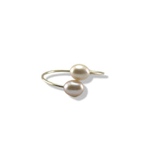 Load image into Gallery viewer, Gold-Filled Freshwater Pearl Twin Pink Bypass Ring