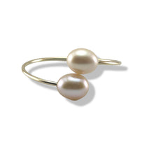 Load image into Gallery viewer, Gold-Filled Freshwater Pearl Twin Pink Bypass Ring