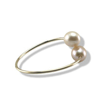 Load image into Gallery viewer, Gold-Filled Freshwater Pearl Twin Pink Bypass Ring