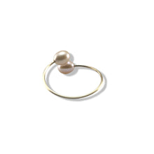 Load image into Gallery viewer, Gold-Filled Freshwater Pearl Twin Pink Bypass Ring