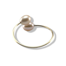 Load image into Gallery viewer, Gold-Filled Freshwater Pearl Twin Pink Bypass Ring