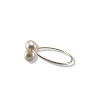 Load image into Gallery viewer, Gold-Filled Freshwater Pearl Twin Pink Bypass Ring